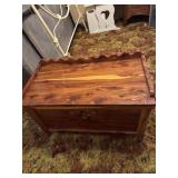 Small Cedar chest 31"x17"x18" and contents