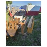 Shelves and quilt racks, and 4 chairs