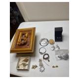 Wood jewelry box and all contents