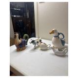 Rooster Tea pot, cow, chicken and Goose creamers
