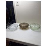 3- 2 quart baking dishes 2 with lids