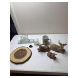 Deer award. Wood trivet, deer and deer mug
