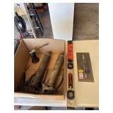 Grease guns, oil can, level and finish trowel