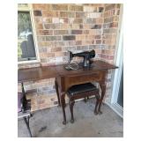 Singer Cabinet sewing machine and bench untested