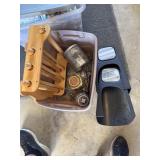 Truck mirror extensions and tote of tins and more