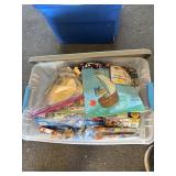 Tote of teacher supplies, puzzles and more