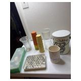 Vases, Jars, Tupperware, food coloring, cake tips