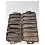 2 cast iron cornbread pans