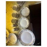 Set of 4 missing 1 saucer Gibson Christmas dishes