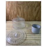 Cakes plates and butter crock