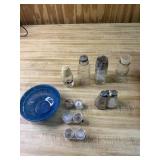 Vintage Flash Glass berry bowls and S&P Shakers