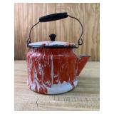 Vintage Red & white Granite Tea kettle