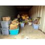 FURNITURE, BOXES, AREA RUGS, PLASTIC TOTES