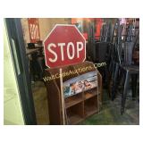 Shelving- Newspaper Stand with Stop Sign Decor