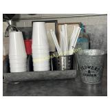 Cups/ Straws Divider & Trash Can -