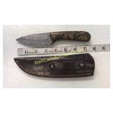Damascus Steel 4 in Blade Knife with Sheath 4 in