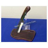 Damascus Knife w/ Sheath 4 inch Damascus