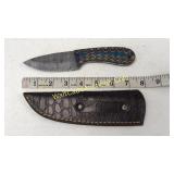 Damascus Steel 4 in Blade Knife with Sheath 4 in