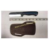Damascus Steel 4in Blade Bull Cutter Knife Blue &