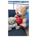 2Fluffy Tan Teddy Bear - one Holding White