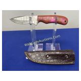 Knife w/ sheath Damascus Steel 4 inch Blade.