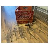 Borden crate full of display stands/misc display