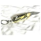 Damascus Steel Folding Keychain Knife