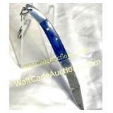 Damascus Steel Folding Keychain Knife