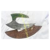 Damascus Steel Ulu Knife  - 6 inch blade -