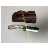 Damascus Knife w/ Sheath 4inch Damascus Straight