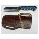 Damascus Steel - 4in Blade Hunting Knife - bull