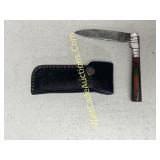 Pocket Knife w/Sheath - 4 Inch Damascus Steel