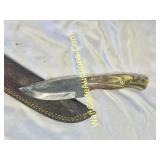 Damascus Rasp-Steel Fixed Blade Knife 4" Blade 8"