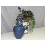 Ginger jar with lid and a vase ft mosaic tile