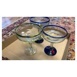 Artisan Margarita Glasses - Set of 3 - handblown