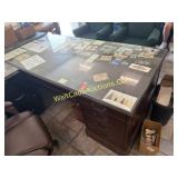Desk and chair w Glass top 72x36 30" high