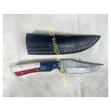 Damascus Knife - 7.5in Hunting Knife Steel, Red