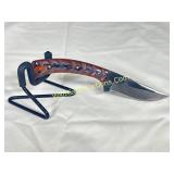 Damascus Knife - 8in Steal, Contoured Handle with