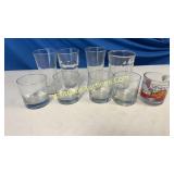 Glass Cups - (9) Heights: 6in(2), 5.75in(2),