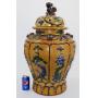 Large Asian Ceramic Art Jar w Foo Dog Lid