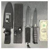 2 Fixed Blade Steel Knives w Sheaths