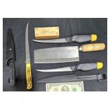 3 Skinning Knives  & Diamond Cleaver