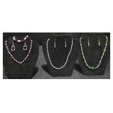 3 Fashion Necklace & Earrings Sets w Displays