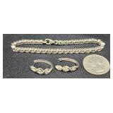 Sterling Silver Diamond Tennis Bracelet & Earrings