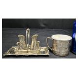 Vntg Oneida Silver Plated Baby Cup, Swan S&P Set