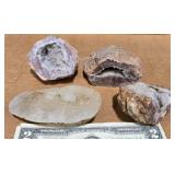 4 Cut Open Oregon Thunder Egg Rocks w Crystals