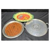 3 Vntg Trays - Cromwell Aluminum, Pewter, China