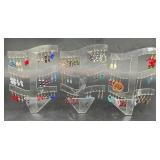 44 Paired Pierced Earrings w 3 Acrylic Displays