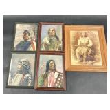 5 Nat. Am. Framed Portraits - 1902 Sioux & Bonito