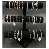 30 Handmade Bracelets on 3-Tier Velvet Display